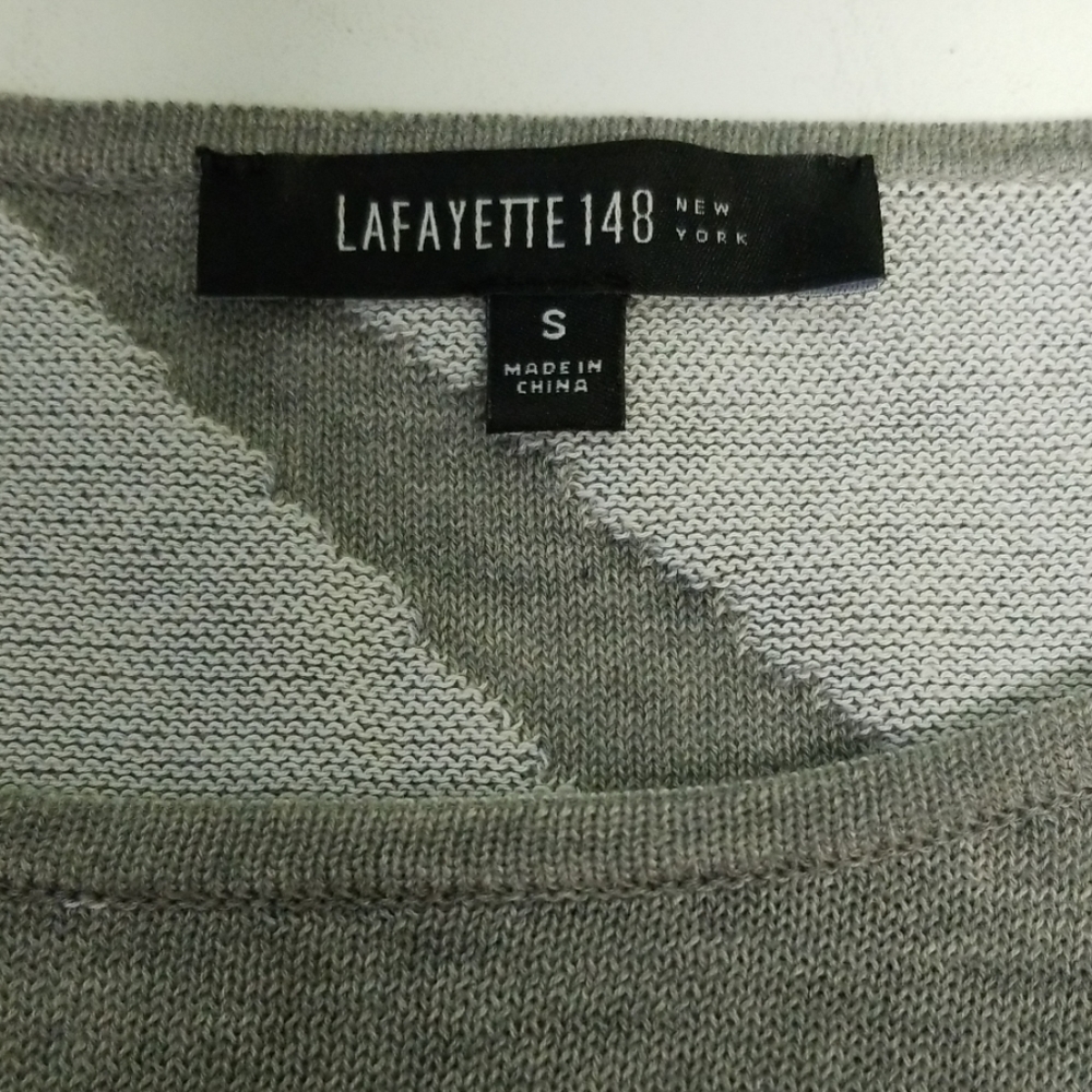 Lafayette 148 New York Short Sleeve Top Gray BB1 - Picture 2 of 8